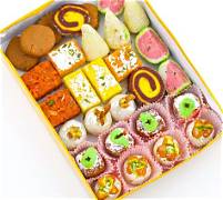 Fresh assorted Indian sweets in Bhauwala, Dehradun