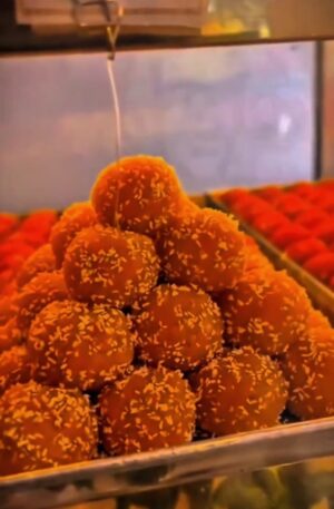 Fresh laddus and barfi at LSK Monarch Farms